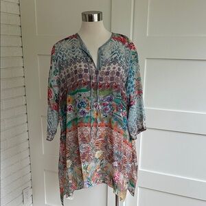 Johnny Was Boho floral patchwork Tunic